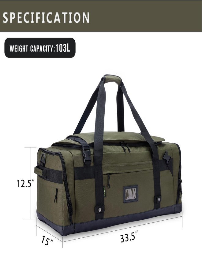 VEAGIA Large Duffle Bag for Travel - Men & Women, Foldable Gym Duffle Backpack, Heavy Duty Tactical Military Canvas Duffel Bags, Extra Big Carry On with Shoe Pockets, Waterproof (80L/103L) - Image 4